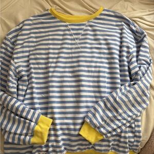 Blue and Yellow Striped Sweatshirt